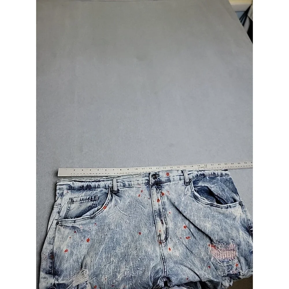 Another Hype Piece AHP Jeans Mens 44‎ 46x33 Blue Paint Stretch Distressed Y2K